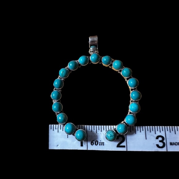 Turquoise Sterling Silver Naja Pendant - Picture 8 of 11